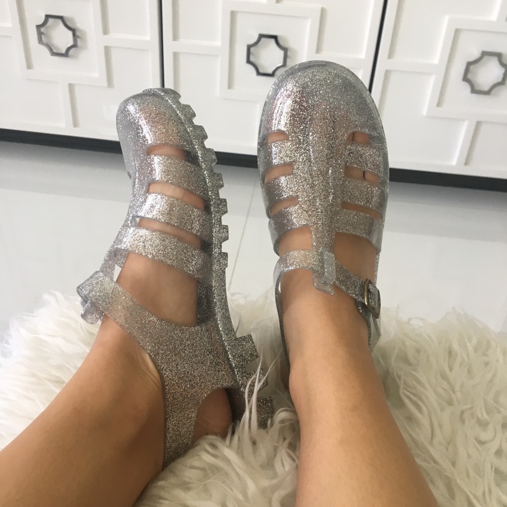 Silver glitter jelly sandal - Picture 2 of 8